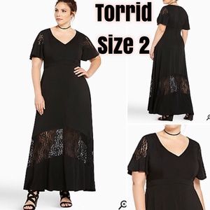 Challis Lace Inset Maxi Dress